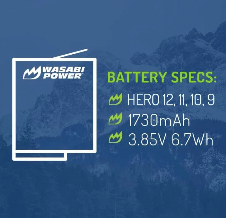 Wasabi GoPro Hero 9/10/11/12 Black Battery (2-Pack) and Charger