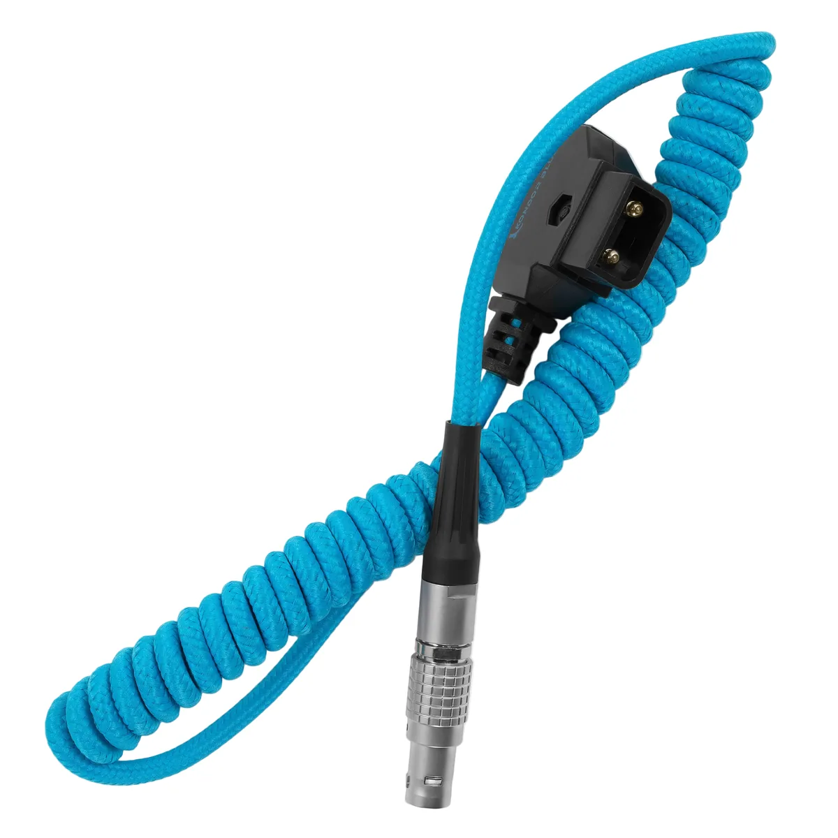 Kondor Blue Coiled D-TAP to LEMO 2 Pin 0B Male Power Cable for Z Cam, SmallHD, Teradek (Black)