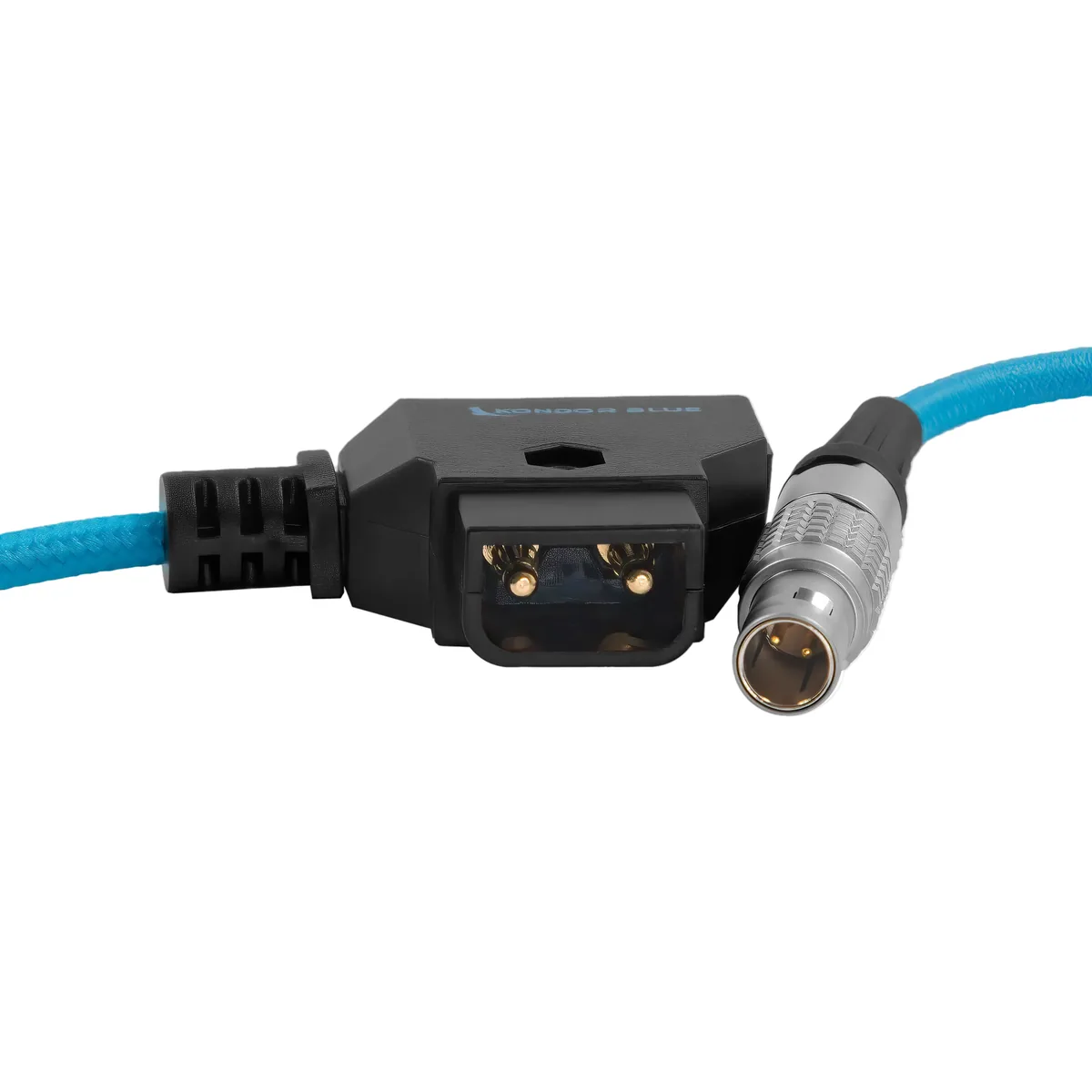 Kondor Blue Coiled D-TAP to LEMO 2 Pin 0B Male Power Cable for Z Cam, SmallHD, Teradek (Black)