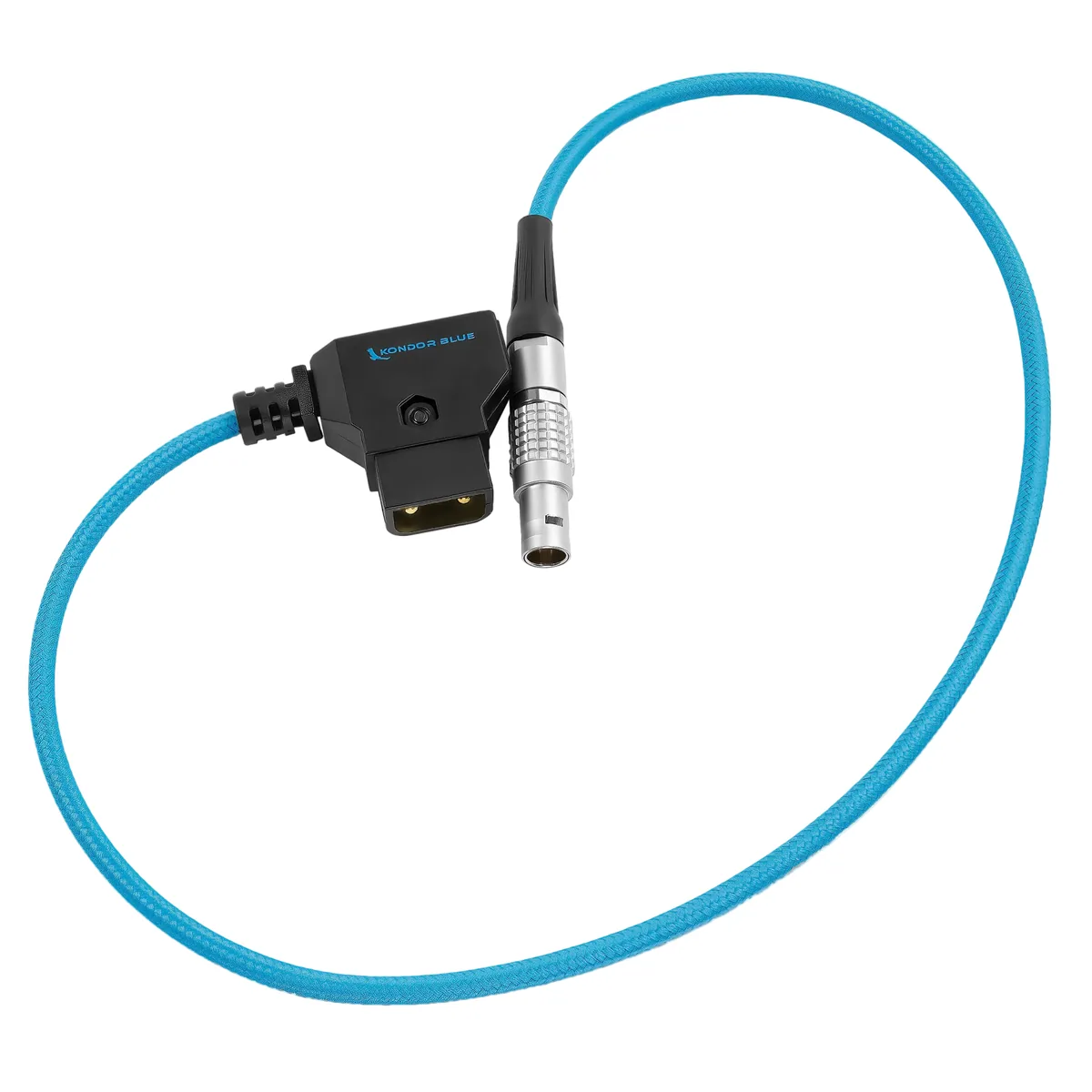 Kondor Blue Coiled D-TAP to LEMO 2 Pin 0B Male Power Cable for Z Cam, SmallHD, Teradek (Black)