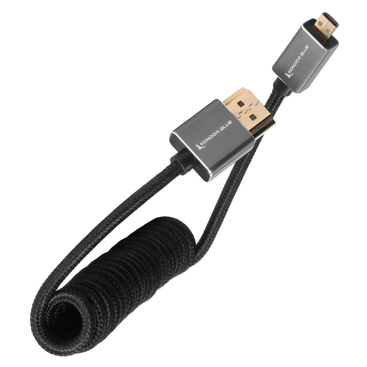 Kondor Blue Coiled Micro-HDMI to HDMI Cable (Black, 30.5 to 61cm)
