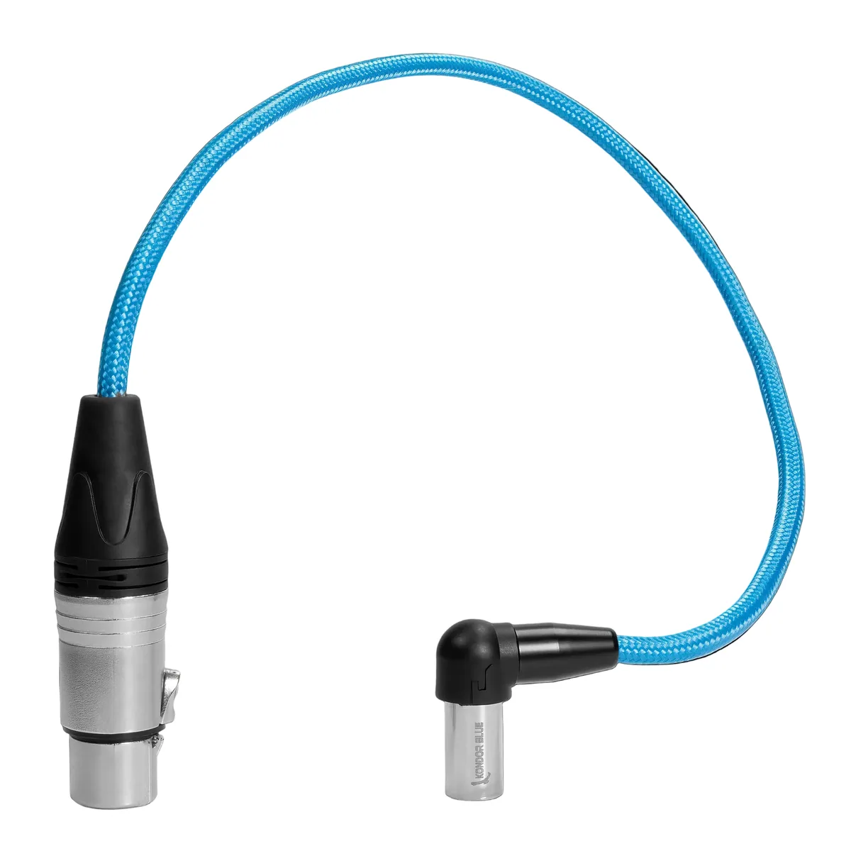 Kondor Blue Right-Angle Mini-XLR Male to XLR Female Cable for BMPCC 6K Pro & Canon C70 (43cm)