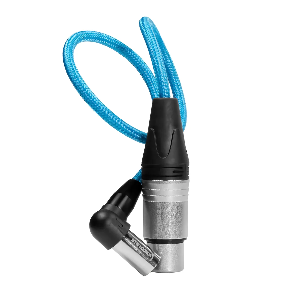 Kondor Blue Right-Angle Mini-XLR Male to XLR Female Cable for BMPCC 6K Pro & Canon C70 (43cm)