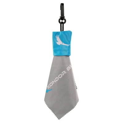 Kondor Blue Microfibre Lens Wipe Cloth with Pouch and Clip