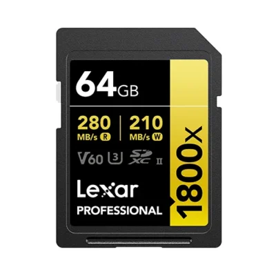 Lexar 64GB Professional 1800x UHS-II SDXC Memory Card (GOLD Series)
