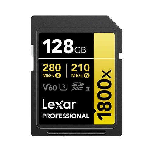 Lexar 128GB Professional 1800x UHS-II SDXC Memory Card (GOLD Series)