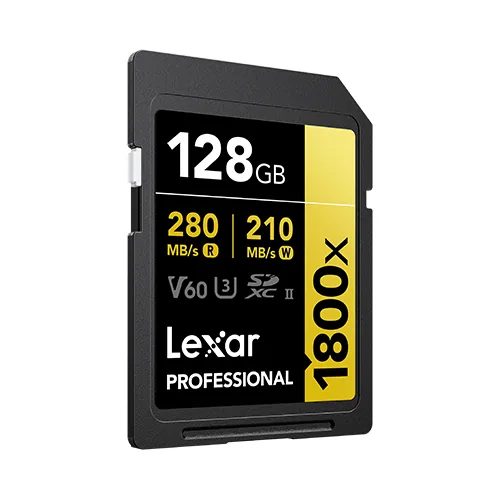 Lexar 128GB Professional 1800x UHS-II SDXC Memory Card (GOLD Series)