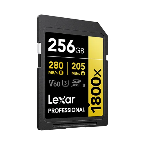 Lexar 256GB Professional 1800x UHS-II SDXC Memory Card (GOLD Series)